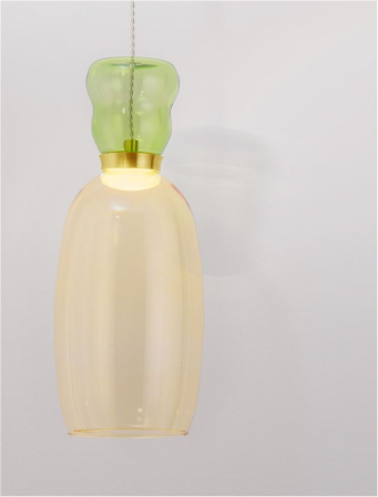 Pendul Nova Luce PLUMA 9030546 LED 9W 3000K 914lm Sandy Gold Metal Glossy Light Green & YelloW  Glass   IP20 [5]