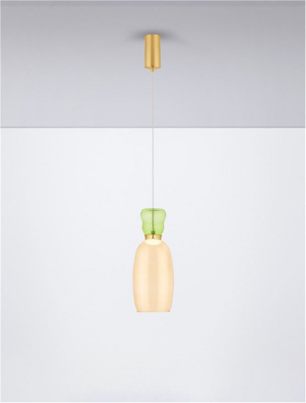Pendul Nova Luce PLUMA 9030546 LED 9W 3000K 914lm Sandy Gold Metal Glossy Light Green & YelloW  Glass   IP20 [3]
