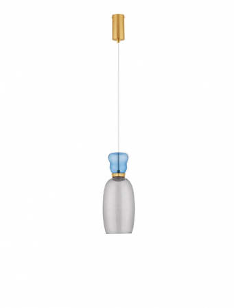 Pendul Nova Luce PLUMA 9030547 LED 9W 3000K 914lm Sandy Gold Metal Glossy Light Blue & Cyan Glass   IP20 [1]