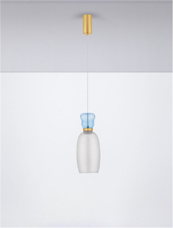 Pendul Nova Luce PLUMA 9030547 LED 9W 3000K 914lm Sandy Gold Metal Glossy Light Blue & Cyan Glass   IP20 [2]