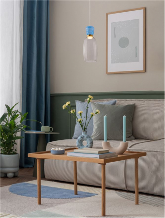 Pendul Nova Luce PLUMA 9030547 LED 9W 3000K 914lm Sandy Gold Metal Glossy Light Blue & Cyan Glass   IP20