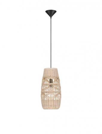 Moderne - Pendul Nova Luce RIU 9586631 Natural Rattan & Bamboo Sandy Black Steel Base E27 1x12W IP20