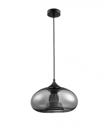 ILUMINAT - Pendul Nova Luce SAVAZ E27 1x12W   Chrome Glass Black Metal Black Fabric Wire IP20