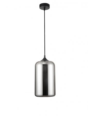 ILUMINAT - Pendul Nova Luce SAVAZ E27 1x12W   Chrome Glass Black Metal Black Fabric Wire IP20