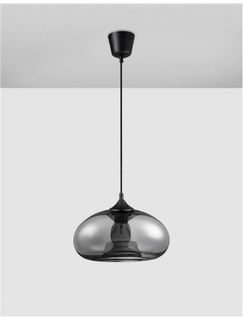 Pendul Nova Luce SAVAZ E27 1x12W   Chrome Glass Black Metal Black Fabric Wire IP20 [3]