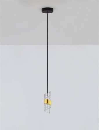 Pendul Nova Luce SENECA 9186937 LED 9W 3000K 739lm Gold Plating Metal Shade & Clear Acrylic Sandy Black Base  IP20 [2]