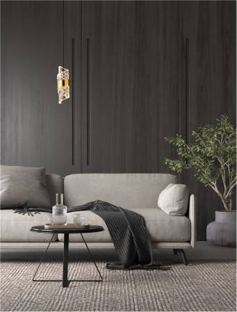 Pendul Nova Luce SENECA 9186937 LED 9W 3000K 739lm Gold Plating Metal Shade & Clear Acrylic Sandy Black Base  IP20