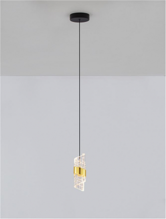 Pendul Nova Luce SENECA 9186937 LED 9W 3000K 739lm Gold Plating Metal Shade & Clear Acrylic Sandy Black Base  IP20 [3]