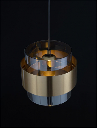 Pendul Nova Luce SIANNA E27 1x12W   Smoke Glass & Black Cord & Brass gold Metal IP20 [4]