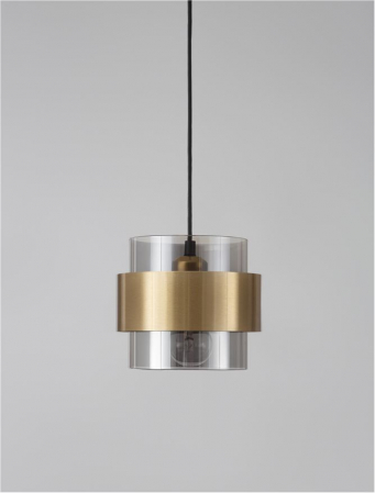 Pendul Nova Luce SIANNA E27 1x12W   Smoke Glass & Black Cord & Brass gold Metal IP20 [2]