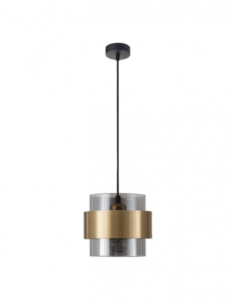 Pendul Nova Luce SIANNA E27 1x12W   Smoke Glass & Black Cord & Brass gold Metal IP20