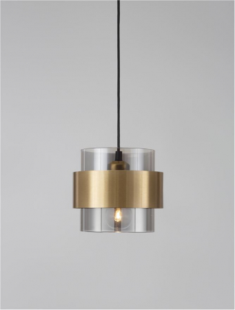Pendul Nova Luce SIANNA E27 1x12W   Smoke Glass & Black Cord & Brass gold Metal IP20 [1]