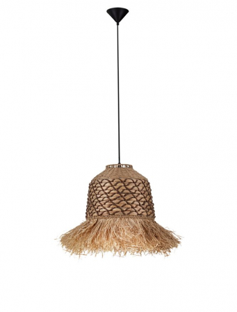 Pendule - Pendul Nova Luce SORELLO 9586614 Natural Water Hyacinth & Raffia Natural & Brown Rope Sandy Black Steel Base E27 1x12W IP20