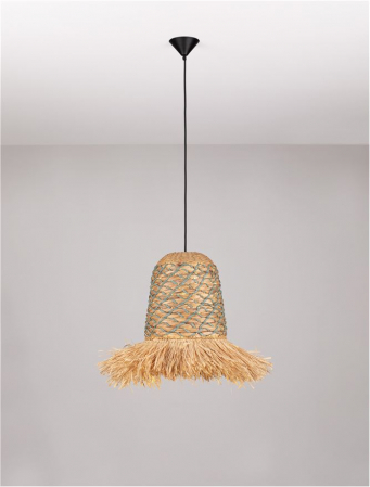 Pendul Nova Luce SORELLO 9586615 Natural Water Hyacinth & Raffia Natural & Blue Rope Sandy Black Steel Base E27 1x12W IP20 [5]