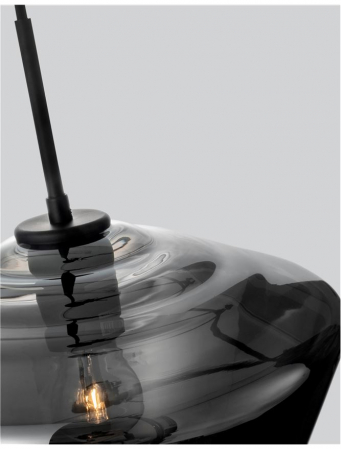 Pendul Nova Luce VEIRO E27 1x12W   Chrome Glass Black Metal Black Fabric Wire IP20 [3]
