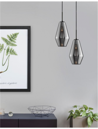 Pendul Nova Luce VEIRO E27 1x12W   Chrome Glass Black Metal Black Fabric Wire IP20 [1]