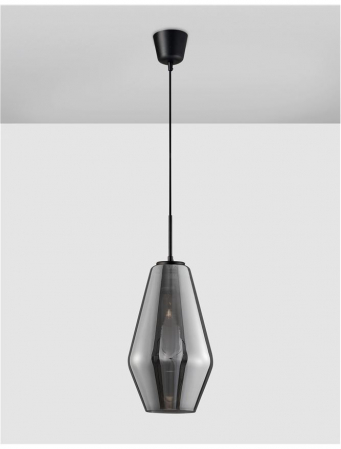 Pendul Nova Luce VEIRO E27 1x12W   Chrome Glass Black Metal Black Fabric Wire IP20 [2]
