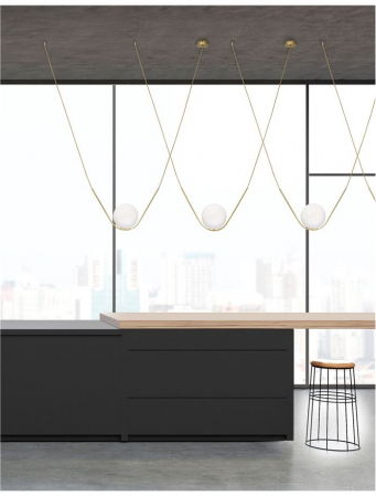 Pendul Nova Luce VITTON E27 1x12W   Brass Metal White Glossy Glass Brass Fabric Cable IP20 [1]