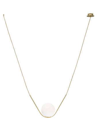 Pendul Nova Luce VITTON E27 1x12W   Brass Metal White Glossy Glass Brass Fabric Cable IP20