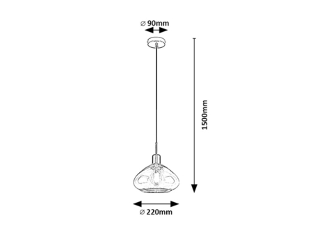 Pendul Rabalux Dvora E27 1x MAX 40W  metal sticlă negru mat IP20 [4]