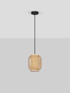 Pendule - Pendul Nova Luce ASMA 9001114 Rattan & Sandy Black Steel Base E27 1x12W IP20