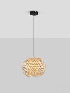 Pendule - Pendul Nova Luce ASMA 9001115 Rattan & Sandy Black Steel Base E27 1x12W IP20