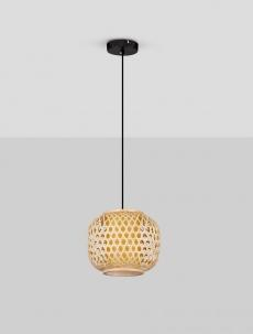 Pendule - Pendul Nova Luce ASMA 9001116 Rattan & Sandy Black Steel Base E27 1x12W IP20