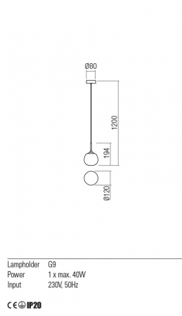 Pendul Redo KIWI 01-2081 Crom G9 1x40W  3000K IP20 [1]