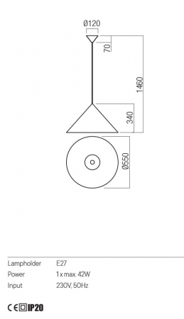 Pendul REDO KONOS 01-3027 E27 1x42W    Aluminiu Teracota mat IP20 [1]