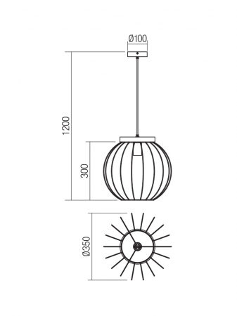 Pendul SMARTER TRELLIS 01-3136 E27 1x42W Metal Negru mat/Lemn natur IP20 [1]