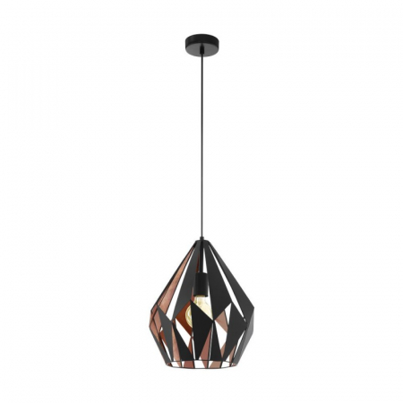 ILUMINAT INTERIOR - Pendul Vintage EGLO Carlton 1 49254, E27 60W, Negru/Cupru