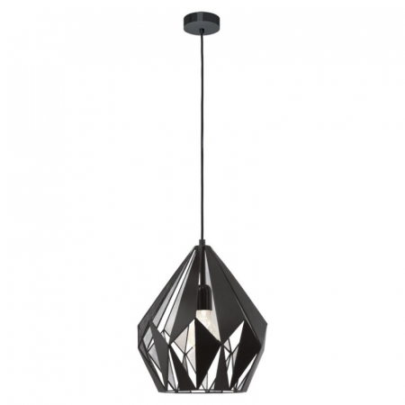 Moderne - Pendul Vintage EGLO Carlton 1 49255, E27 60W, Negru/Gri