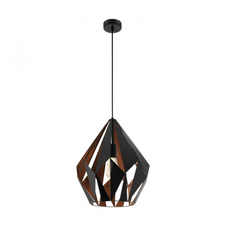 ILUMINAT INTERIOR - Pendul Vintage EGLO Carlton 1 49878, E27 60W, Negru/Cupru