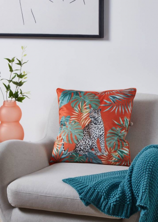 Pernă EGLO MOBARA 420282 Orange Red Multicolor Poliester 450x450x110 Tropical Leopard [1]
