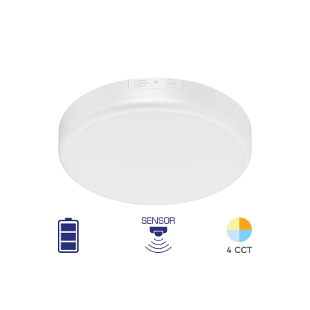 Plafoniere - Plafonieră/Aplică LED 20W 2000 lm IP54 cu Senzor Microunde și Kit de Urgență, Alb, Ø280 mm, 4-în-1 Temperatură Reglabilă