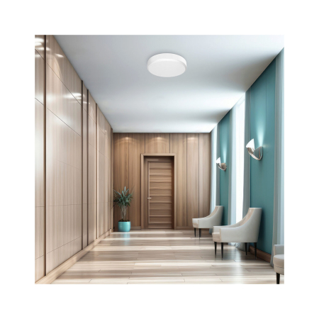 Plafonieră/Aplică LED 20W 2000 lm IP54 cu Senzor Microunde și Kit de Urgență, Alb, Ø280 mm, 4-în-1 Temperatură Reglabilă [1]