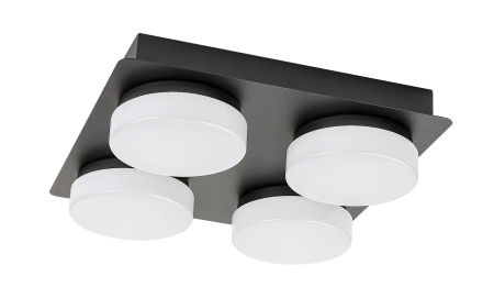 Plafoniera baie Rabalux Attichus LED 21W 1900lm 4000K metal plastic negru mat alb IP44 [1]