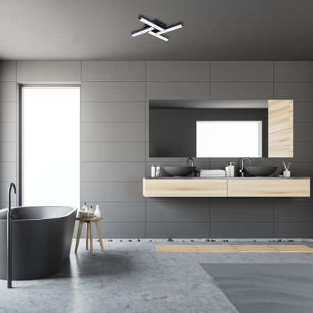 Plafoniera baie Rabalux Evan LED 18W 1750lm 4000K metal plastic negru mat alb IP44 [9]