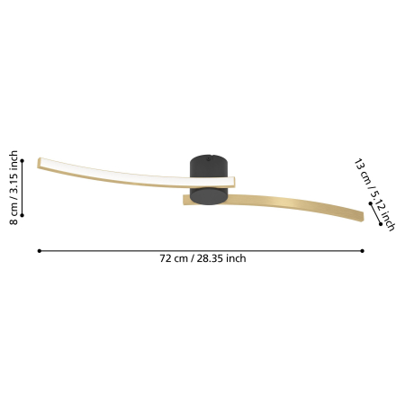 Plafoniera EGLO Aieta 901215 LED 12W 4000K 1450lm 220-240V,50/60Hz L 720mm x l 130mm x H 80mm plastic/otel negru/alama periata  IP20 [4]