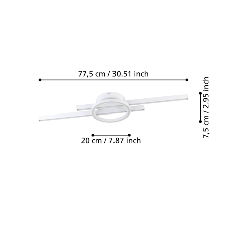 Plafoniera EGLO Amandolo 900952 LED 23,5W 2700-6500K 2850lm 220-240V,50/60Hz L 775mm x l 200mm x H 75mm aluminiu/otel alb plastic alb IP20 [4]