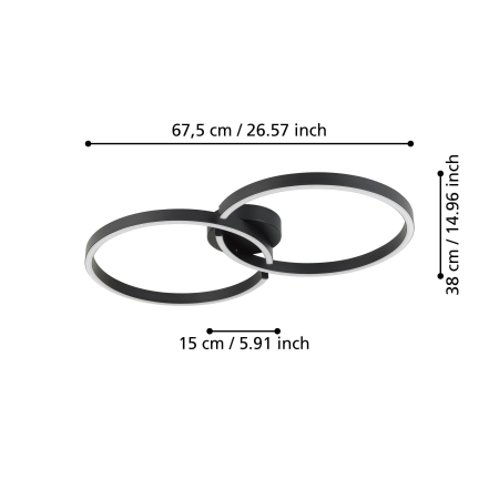 Plafoniera EGLO Amandolo 900955 LED 19,5W 2700-6500K 2400lm 220-240V,50/60Hz L 675mm x l 380mm x H 65mm aluminiu/otel negru plastic alb IP20 [5]
