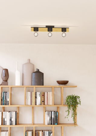 Plafoniera EGLO Bailrigg 43901 E27 3X40W 220-240V,50/60Hz L 655mm x l 100mm x H 45mm otel/lemn negru/maro  IP20 [5]