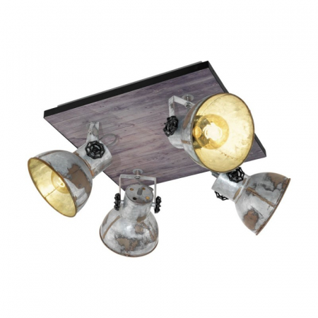 BLACK FRIDAY - Plafoniera EGLO BARNSTAPLE 49653, E27 4X40W, Negru, zinc uzat, patina maro