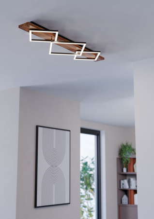 Plafoniera EGLO Boyal 901936 LED;LED 2X13W;1X16W 3000K lm 220-240V,50/60Hz L 1010mm x l 405mm x H 95mm otel/lemn negru/maro rustic plastic alb IP20 [1]