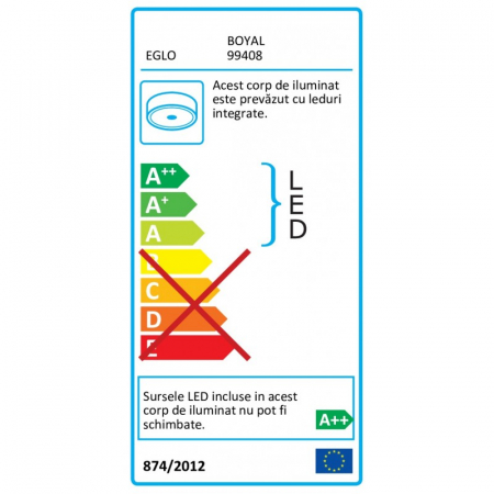 Plafoniera EGLO BOYAL 99408, LED 2X12W 3400lm 3000K, Lemn, Alb [1]
