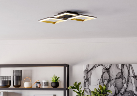 Plafoniera EGLO Calliera 901222 LED 20W 4000K 2500lm 220-240V,50/60Hz L 595mm x l 310mm x H 90mm plastic/otel negru/alama plastic alb IP20 [6]