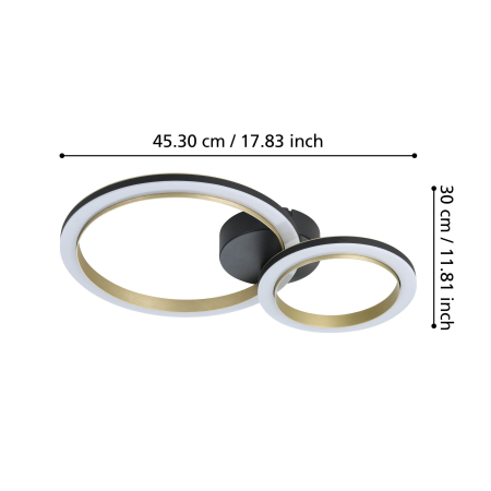 Plafoniera EGLO Calliera 901223 LED 12W 4000K 1500lm 220-240V,50/60Hz L 420mm x l 300mm x H 80mm plastic/otel negru/alama plastic alb IP20 [4]