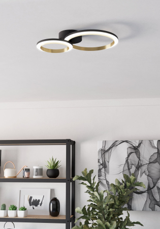 Plafoniera EGLO Calliera 901223 LED 12W 4000K 1500lm 220-240V,50/60Hz L 420mm x l 300mm x H 80mm plastic/otel negru/alama plastic alb IP20 [5]