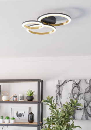 Plafoniera EGLO Calliera 901224 LED 20W 4000K 2500lm 220-240V,50/60Hz L 490mm x l 445mm x H 110mm plastic/otel negru/alama plastic alb IP20 [5]