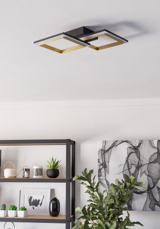 Plafoniera EGLO Calliera 901225 LED 18,4W 4000K 2500lm 220-240V,50/60Hz L 525mm x l 310mm x H 85mm plastic/otel negru/alama plastic alb IP20 [1]